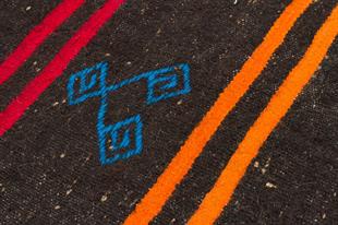 SARİ KIRMIZI RENGİ ÇİZGİLİ DESEN EL DOKUMA ANADOLU KİLİM