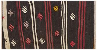 Siyah Mürdüm Rengi El Dokuma Keçi Kılı Yün Yolluk Kilim