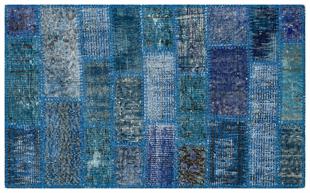 GENELEKSEL EL DOKUMA MAVİ RENGİ PATCHWORK HALI PASPAS