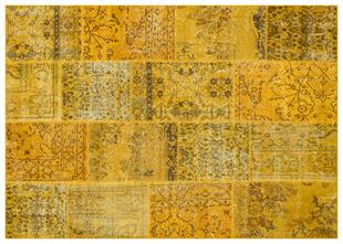 Geneleksel El Dokuma Sari  Rengi Patchwork Halı