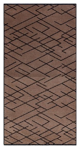 VİZON RENGİ ISKANDİNAV DESEN MODREN ŞÖNİL DOKUMA KAYMAZ TABANLI HALI