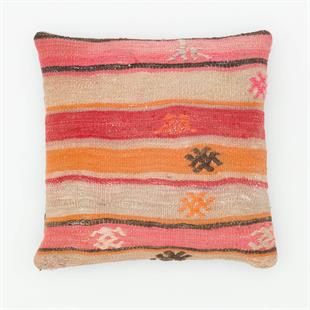 GERÇEK EL DOKUMA RENKLİ BOHEM DESEN YÜNLÜ KİLİM YASTIK KILIFI