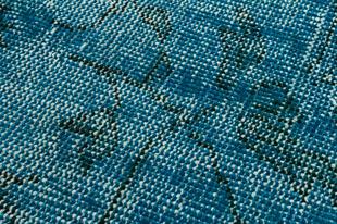 GERÇEK EL DOKUMA SİYAH RENGİ ÇİÇEKLİ TURKUAZ VİNTAGE HALISI