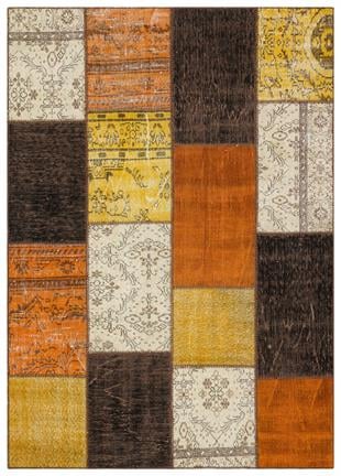 Geneleksel El Dokuma Kahve Multi Rengi Patchwork Halı