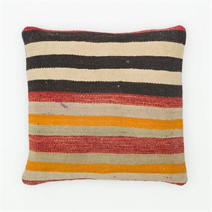 ÇOK RENKLİ ÇİZGİLİ DESEN ÇAPUT PALA KİLİM YASTIK KILIFI