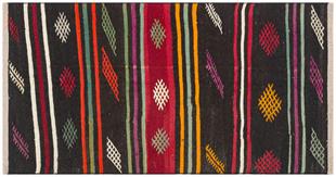 Çok Renkli El Dokuma Keçi Kılı Yün Kilim