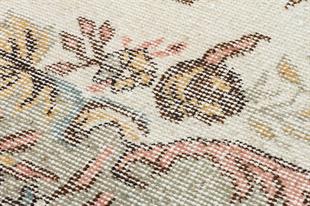 GERÇEK EL DOKUMA TEAL RENKİ GÖBEKLİ DESEN ESKİTME VİNTAGE HALI