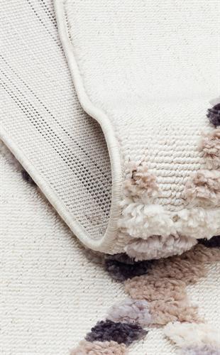 TERAZZO WHİTE BEİGE  Hav Toz Vermez Yumuşak Dokulu Etnik Örgü Desenlere Sahip Modern İskindinav Halı