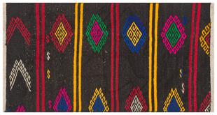 GERÇEK EL DOKUMA DESENLİ KEÇİ KILI YÜN KİLİMİ