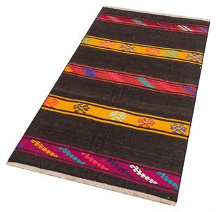 GENELEKSEL EL DOKUMA RENKLİ TÜRK MOTİFİ KİLİM