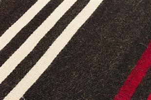 GERÇEK EL DOKUMA RENKLİ ÇİZGİLİ DESEN KEÇİ KILI ETNİK KİLİM