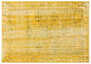 SARİ SİYAH RENGİ GÖBEKLİ TÜRK EL DOKUMA VİNTAGE HALISI