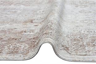 CREAM VİZON XW Yumuşak İpeksi Tuşeli Yüksek Alçak Oymalı Modern İnce Makine Halısı