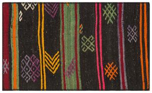 GENELEKSEL EL DOKUMA TURUNCU PEMBE RENGİ KEÇİ KİLİM PASPAS