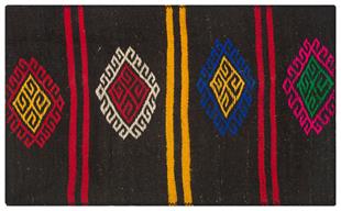 PEMBE MAVİ RENGİ DULAVRATOTU MOTİFİ  KEÇİ KİLİM PASPAS