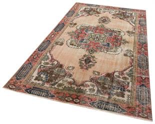 EŞSİZ EL DOKUMA NATUREL RENGİ GÖBEKLİ DESEN SALON VİNTAGE HALISI