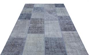 Geneleksel El Dokuma Açık Gri Rengi Patchwork Halı