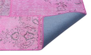 Geneleksel El Dokuma Pembe Rengi Patchwork Halı