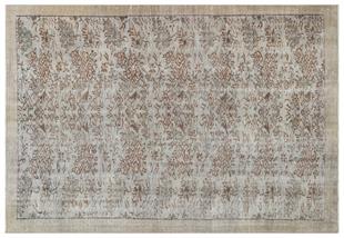 GRİ KAHVERENGİ ÇİÇEKLİ DESEN EL DOKUMA VİNTAGE RETRO HALI