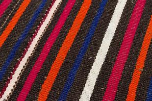 Beyaz Kirmizi Çizgili Siyah Kilim Paspas