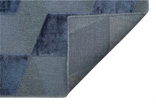 NAVY DYED YÜKSEK ALÇAK DOKULU NATUREL YÜN VE VISKON MODERN DOKUMA HALI