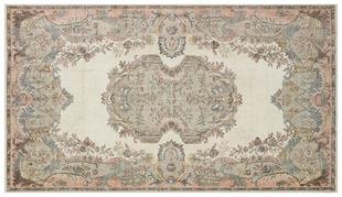 GERÇEK EL DOKUMA TEAL RENKİ GÖBEKLİ DESEN ESKİTME VİNTAGE HALI