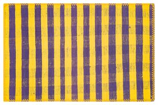 EŞSİZ EL DOKUMA SARİ MENEKŞE RENGİ KENDİR KİLİM PASPAS