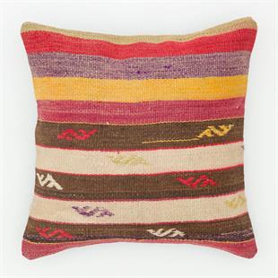 EL DÜĞÜMLÜ BEYAZ RENKLİ KENDİR KİLİM VİNTAGE YASTIK KILIFI