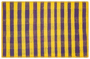 GERÇEK EL DOKUMA MOR SARİ RENGİ KENDİR KİLİM PASPAS