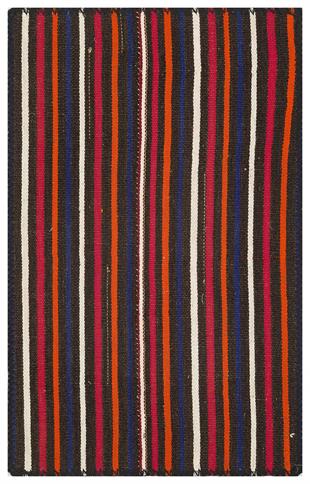 Beyaz Kirmizi Çizgili Siyah Kilim Paspas