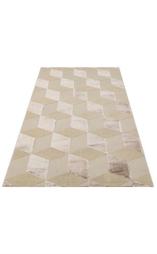 BEİGE  DYED YÜKSEK ALÇAK DOKULU NATUREL YÜN VE VISKON MODERN DOKUMA HALI