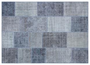 Geneleksel El Dokuma Açık Gri Rengi Patchwork Halı