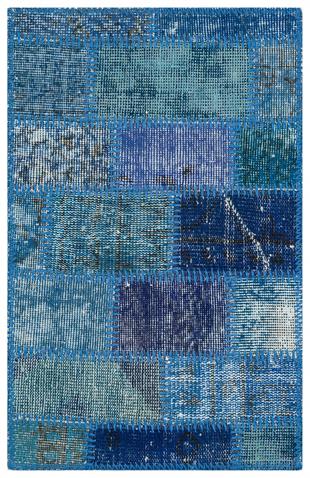 Özel Mavi Rengİ El Dokuma Patchwork Halı Paspas-50x80