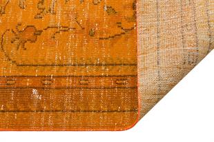 GERÇEK EL DOKUMA TURUNCU KİREMİT RENGİ GÖBEKLİ VİNTAGE HALISI