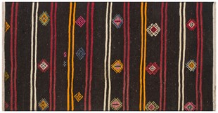 EL DOKUM YÜNLU ANADOLU SİYAH KİLİM