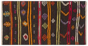 EŞSİZ EL DOKUMA KAHVERENGİ ANADOLU KEÇİ KILI KİLİMİ