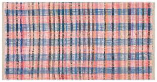 Pembe Mavi Rengi El Dokuma Çaput Pala Yün Kilim