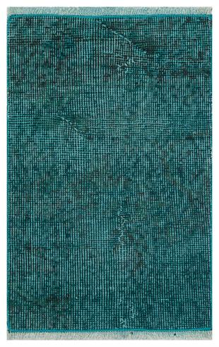 EŞSİZ EL DOKUMA KOYU TURKUAZ RENGİ VİNTAGE HALI PASPAS