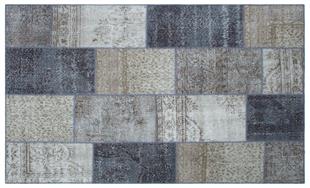 Geneleksel El Dokuma Gri Tonleri Patchwork Halı