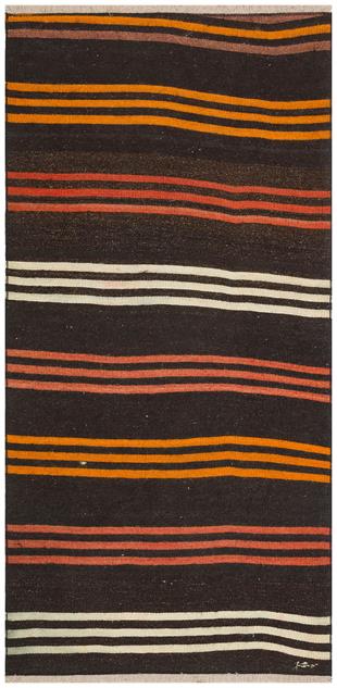 ÇOK RENKLİ ÇİZGİLİ DESEN EL DOKUMA ANADOLU KİLİM