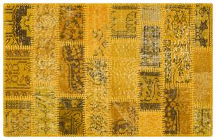 GENELEKSEL EL DOKUMA SARİ RENGİ PATCHWORK HALI PASPAS