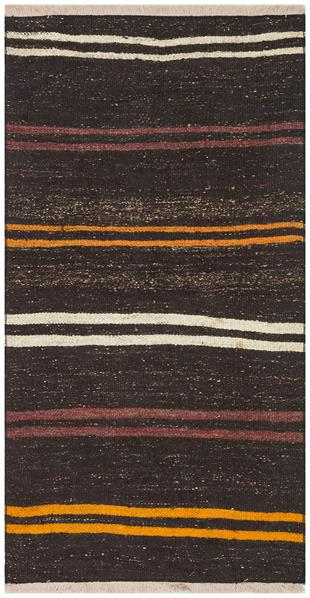 Sarı Beyaz Rengi Çizgili El Dokuma Keçi Kılı Yün Kilim