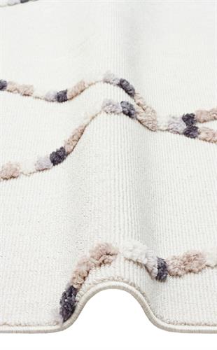 TERAZZO WHİTE BEİGE  Hav Toz Vermez Yumuşak Dokulu Etnik Örgü Desenlere Sahip Modern İskindinav Halı