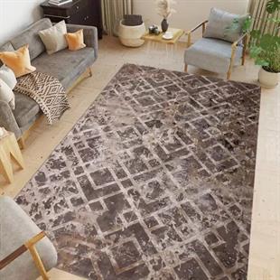 HALICA CRAFT GRİ BEJ RENGİ GEOMETRİK DESEN SALON HALISI