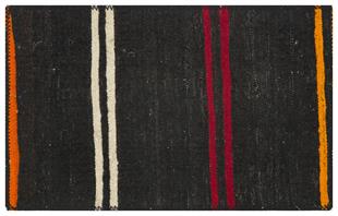 Siyah Sarı Kırımızı Çizgili El Dokuma Kilim Paspas