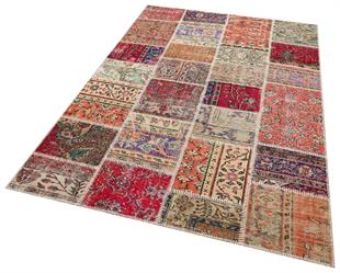 Geneleksel El Dokuma  Bej Naturel Rengi Patchwork Halı