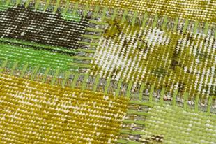 El Dokuma Yeşil Rengi Taşli Desen Patchwork Paspas-50x80