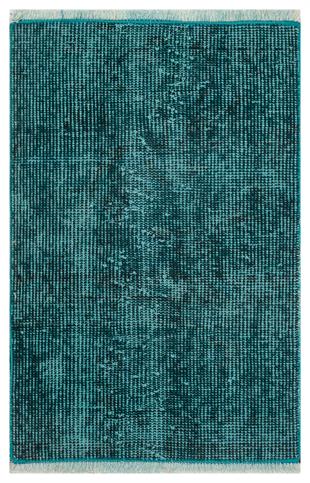 EŞSİZ EL DOKUMA KOYU TURKUAZ RENGİ VİNTAGE HALI PASPAS