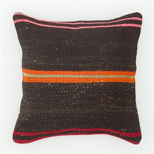  SİYAH RENK TURUNCU ÇİZGİLİ VİNTAGE YASTIK KILIFI