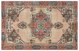 EŞSİZ EL DOKUMA NATUREL RENGİ GÖBEKLİ DESEN SALON VİNTAGE HALISI